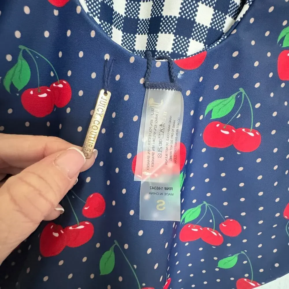 Juicy Couture BlackLabel Cherry Bomb Gingham reversible  SwimSuit S Vixen